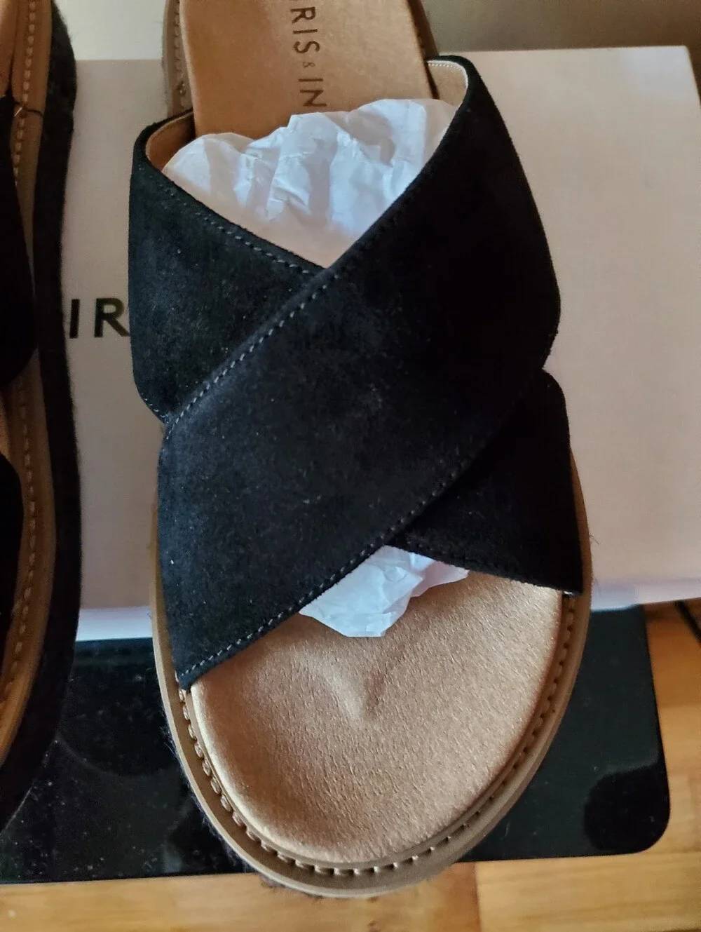 Iris And Ink Black Suede Slide Espadrille